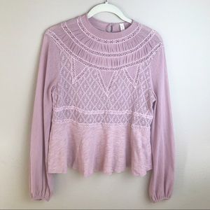 Free People High Neck Crochet Blouse